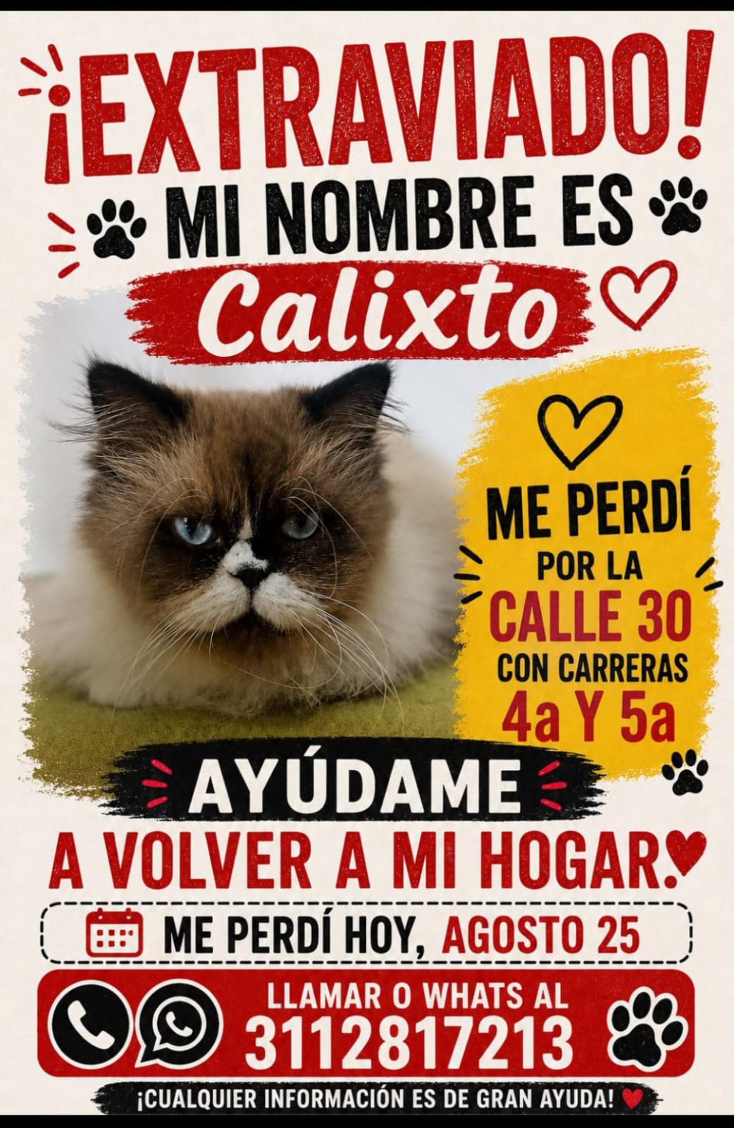 Se perdió, agosto 25 "CALIXTO"